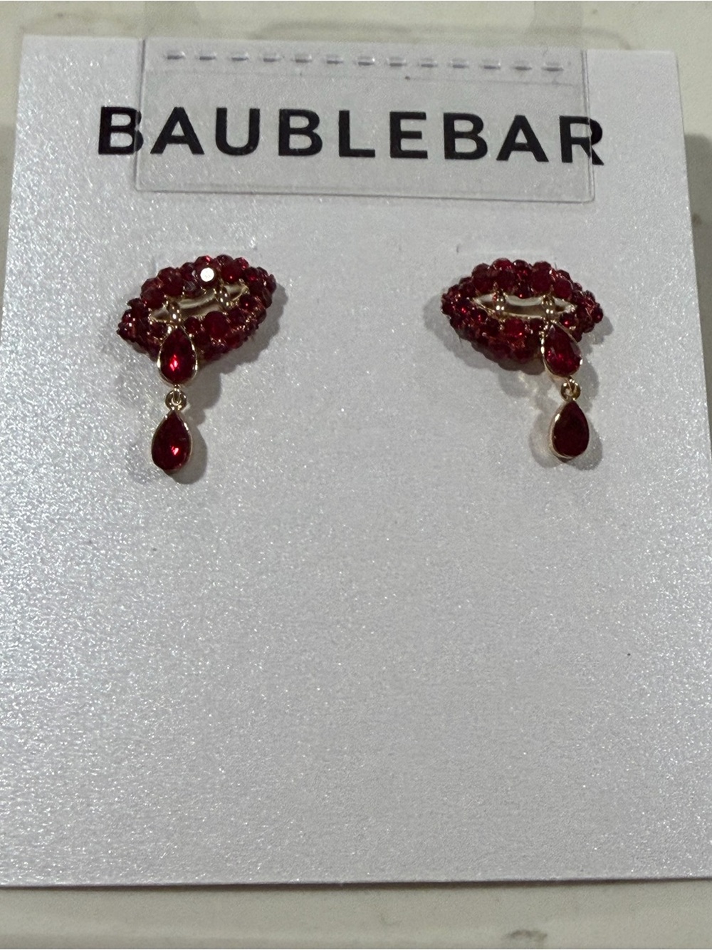 BaubleBar Red Teardrop Crystal Cluster Earrings